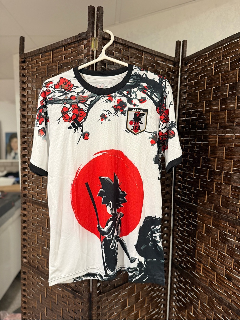 Japan Graphic Men's Soccer Jersey - White with Red and Black